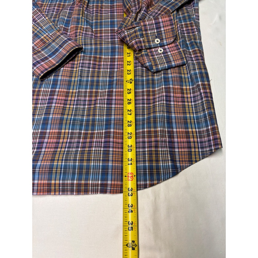 Peter Millar Mens Extra Large Plaid Button Down Long Sleeve Shirt 100% Cotton - Picture 7 of 9